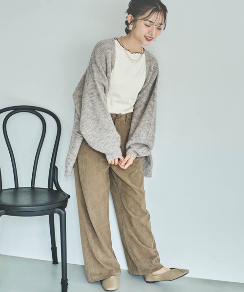mil(ミル)の「【小柄さん向けサイズあり】コーデュロイセミワイドパンツ(その他パンツ・レディース・チャコールグレー/アイボリー/モカ・S-Short/M-Short/S-Regular/M-Regular/フリー)」の20枚目の写真
