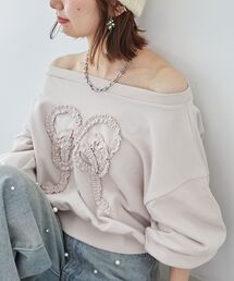 MAJESTIC LEGON | リボンモチーフオフショルスウェット(スウェット)