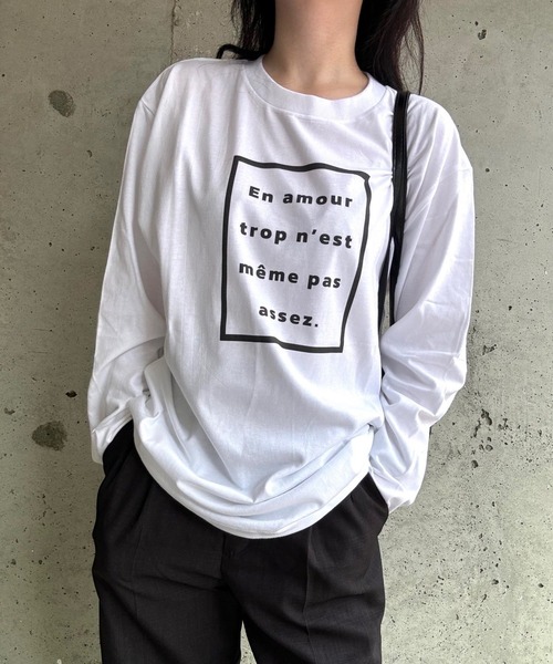 cuorequal(クオレコール)の「ロゴプリントロングTシャツ(Tシャツ/カットソー・レディース・ホワイト・MEDIUM/LARGE)」の1枚目の写真