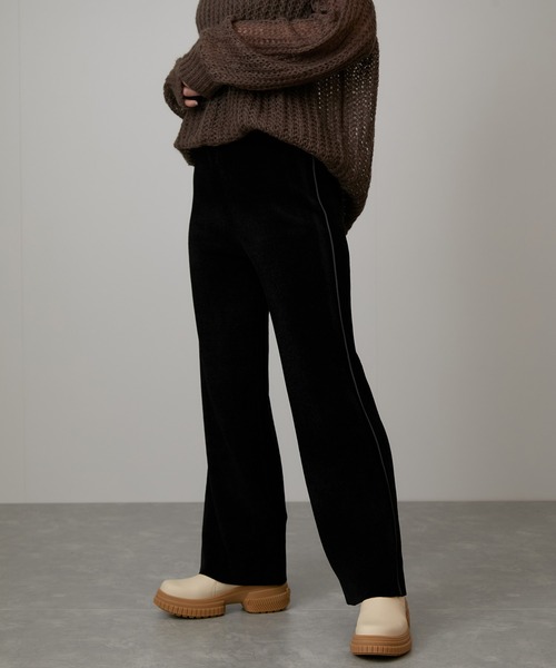 NERGY（ナージー）の「melting ベロアタッチニットパンツ（その他パンツ・レディース・ライトグレー/サックスブルー/ブラック・FREE）」の2枚目の写真