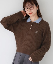 ケーブルニットポロプルオーバー【選べる2デザイン】