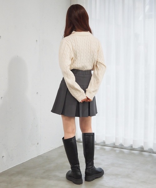 tiptop（ティップトップ）の「【選べる2デザイン】ケーブルニットポロプルオーバー（ニット/セーター・レディース・チャコールグレー/アイボリー/ネイビー/ボルドー/ネイビー系/グレー系その他・FREE）」の10枚目の写真