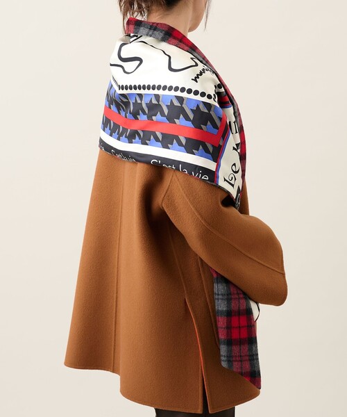 manipuri(マニプリ)の「<manipuri>チェックコンビマフラー(マフラー・レディース・ダークグリーン/ブラウン/レッド/ネイビー・FREE)」の4枚目の写真