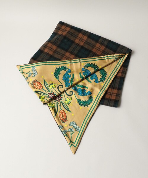 manipuri(マニプリ)の「<manipuri>チェックコンビマフラー(マフラー・レディース・ダークグリーン/ブラウン/レッド/ネイビー・FREE)」の10枚目の写真