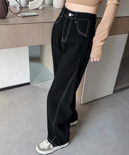 セール】レディース サイドタックで美脚魅せ。ステッチハイウエスト