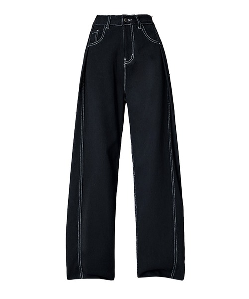 DAY CLOSET(デイ クローゼット)の「レディース サイドタックで美脚魅せ。ステッチハイウエストデニムパンツ(デニムパンツ・レディース・ブラック/ブルー・XL/S/M/L)」の6枚目の写真