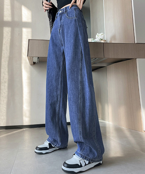 セール】レディース サイドタックで美脚魅せ。ステッチハイウエスト