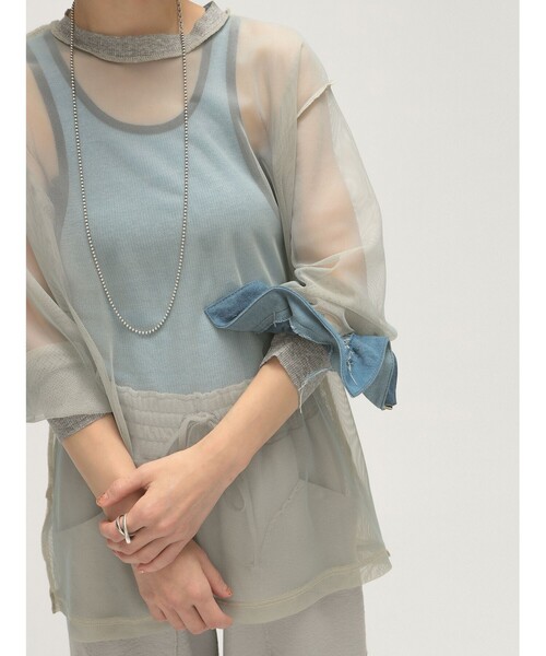 BEAMS BOY(ビームスボーイ)の「maturely / デニム リペア スクエア シュシュ(シュシュ・レディース・ブルー系その他4・ONE SIZE)」の1枚目の写真