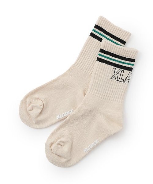 XLARGE KIDS(エクストララージキッズ)の「ライン入りスラブソックス(ソックス/靴下・キッズ・グレー/アイボリー・15-17cm/17-19cm/19-21cm)」の2枚目の写真