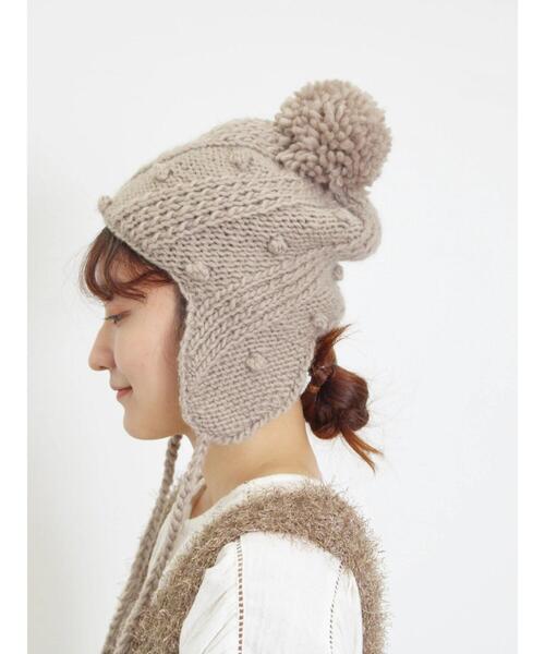 Samansa Mos2(サマンサ モスモス)の「ぽこぽこ耳当てニット帽(ハット・レディース・オフホワイト/モカ・F)」の5枚目の写真