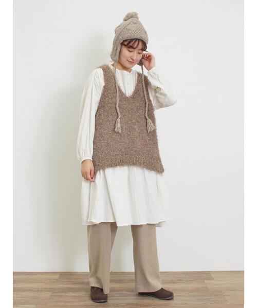 Samansa Mos2(サマンサ モスモス)の「ぽこぽこ耳当てニット帽(ハット・レディース・オフホワイト/モカ・F)」の8枚目の写真