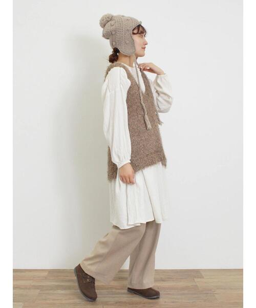 Samansa Mos2(サマンサ モスモス)の「ぽこぽこ耳当てニット帽(ハット・レディース・オフホワイト/モカ・F)」の9枚目の写真