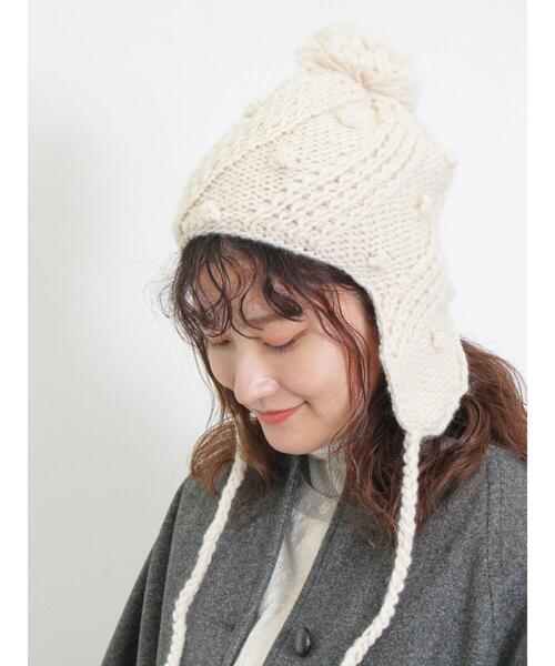 Samansa Mos2(サマンサ モスモス)の「ぽこぽこ耳当てニット帽(ハット・レディース・オフホワイト/モカ・F)」の10枚目の写真