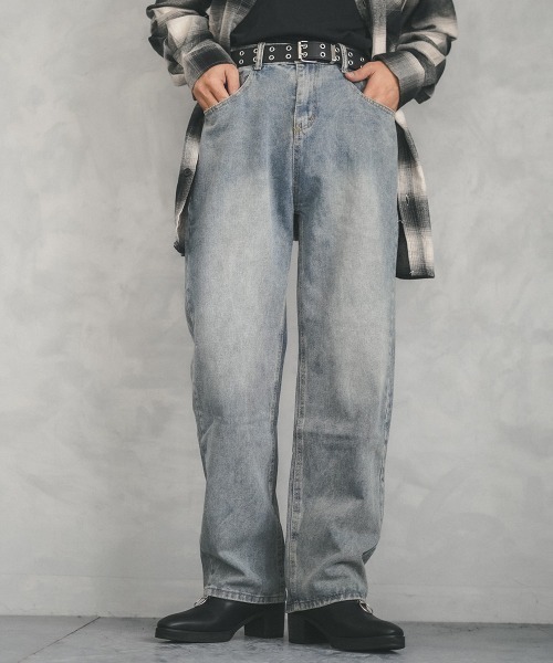 セール】Vintage washed over wide denim pants / ビンテージ