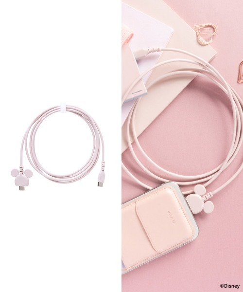 Hamee（ハミィ）の「ディズニーキャラクター USB 2.0 CABLE TYPE-C to TYPE-C 1.5m 充電ケーブル (ミッキーアイコン)（スマホグッズ・レディース・ブルー系その他/ベビーピンク/ブラック/ベージュ・FREE）」の4枚目の写真