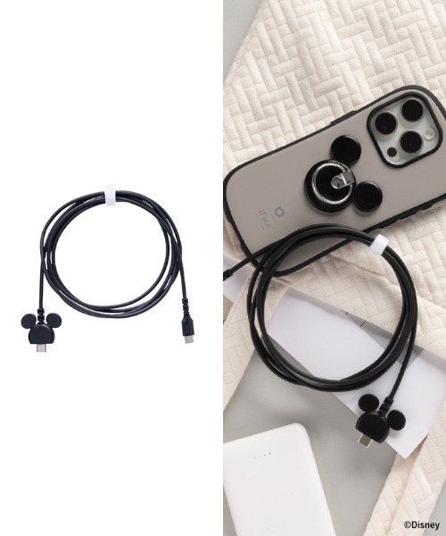 Hamee（ハミィ）の「ディズニーキャラクター USB 2.0 CABLE TYPE-C to TYPE-C 1.5m 充電ケーブル (ミッキーアイコン)（スマホグッズ・レディース・ブルー系その他/ベビーピンク/ブラック/ベージュ・FREE）」の2枚目の写真