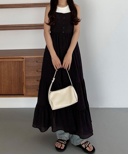 『ISABEL MARANT』 シルクティアードキャミワンピース 3color 丈が選べる凸凹リップルティアードキャミワンピース