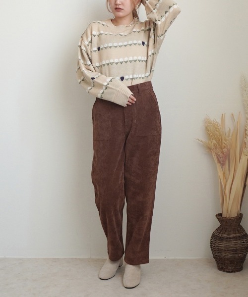 SELECT LEVERY(セレクトリベリー)の「花柄ボーダージャガードニット(ニット/セーター・レディース・アイボリー/ネイビー/ベージュ・MEDIUM)」の12枚目の写真