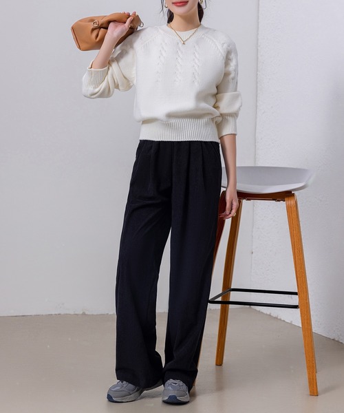 DAY CLOSET(デイ クローゼット)の「レディース 履きやすく美シルエット確立。コーデュロイストレートイージーパンツ(その他パンツ・レディース・ブラック/ピンク/ブラウン/ホワイト・XL/L/M/S)」の8枚目の写真