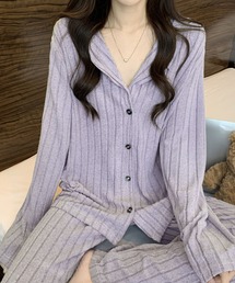 PRIVATE  BEACH | 2点セットルームウェア ストライプ起毛シャツ＆パンツ(ルームウェア/パジャマ)