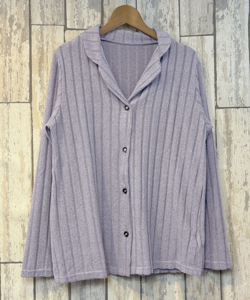 PRIVATE  BEACH（プライベートビーチ）の「2点セットルームウェア ストライプ起毛シャツ＆パンツ（ルームウェア/パジャマ・レディース・ブルー/パープル/グリーン・FREE）」の17枚目の写真