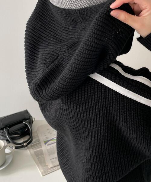 WEGO（ウィゴー）の「WEGO/ラインリボンダブルジップニットパーカー（カーディガン/ボレロ・レディース・アイボリー/ピンク/ブラック・FREE）」の10枚目の写真