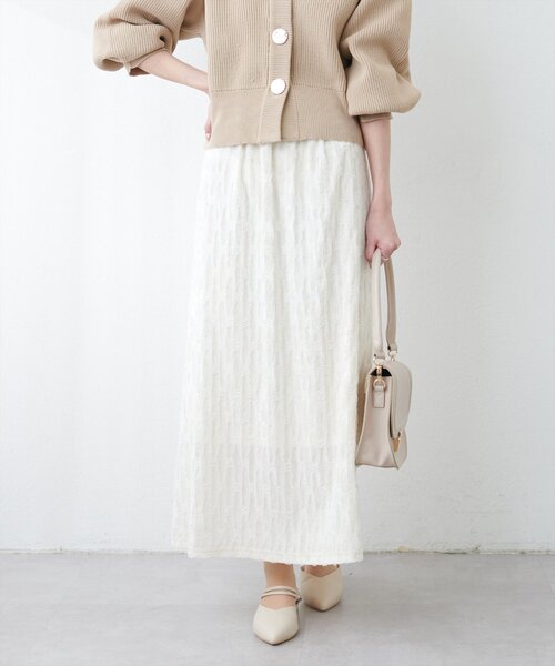 natural couture（ナチュラルクチュール）の「ベロアナロースカート（スカート・レディース・ブラウン/ライトベージュ/オフホワイト・FREE）」の2枚目の写真