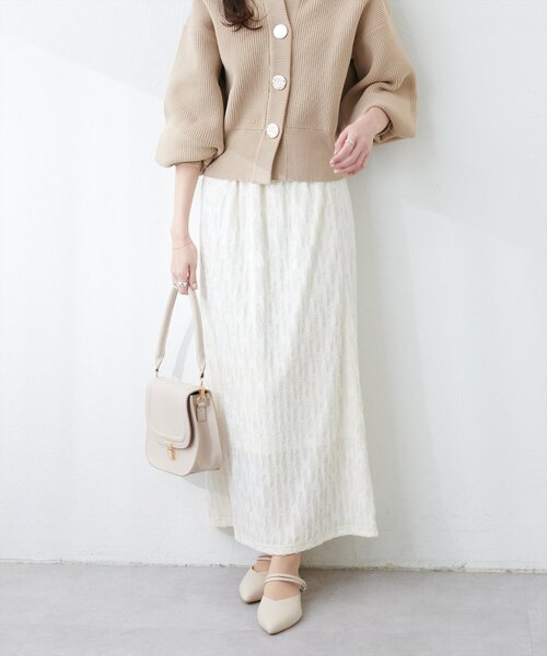 natural couture（ナチュラルクチュール）の「ベロアナロースカート（スカート・レディース・ブラウン/ライトベージュ/オフホワイト・FREE）」の11枚目の写真