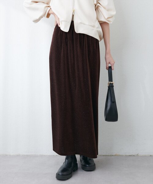 natural couture（ナチュラルクチュール）の「ベロアナロースカート（スカート・レディース・ブラウン/ライトベージュ/オフホワイト・FREE）」の14枚目の写真