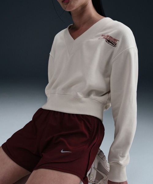 NIKE（ナイキ）の「ナイキ NIKE ナイキ  NSW PHNX FLC CROP VNECK L/S トップ（スウェット・レディース・サックスブルー/ブラウン/ライトベージュ・M/L）」の3枚目の写真