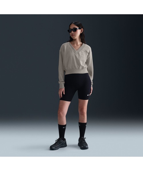 NIKE（ナイキ）の「ナイキ NIKE ナイキ  NSW PHNX FLC CROP VNECK L/S トップ（スウェット・レディース・サックスブルー/ブラウン/ライトベージュ・M/L）」の8枚目の写真