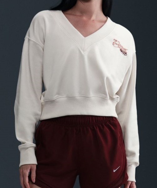NIKE（ナイキ）の「ナイキ NIKE ナイキ  NSW PHNX FLC CROP VNECK L/S トップ（スウェット・レディース・サックスブルー/ブラウン/ライトベージュ・M/L）」の13枚目の写真