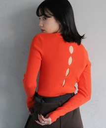 【cheriella】前後2wayスリットホールリブニット 2-WAY SLIT HOLE RIB KNIT