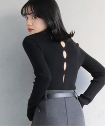 【cheriella】前後2wayスリットホールリブニット 2-WAY SLIT HOLE RIB KNIT