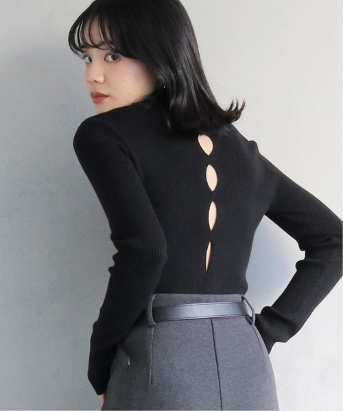 cheriella（シェリエラ）の「【cheriella】前後2wayスリットホールリブニット 2-WAY SLIT HOLE RIB KNIT（ニット/セーター・レディース・チャコールグレー/ブラック/アイボリー/ライトグレー/オレンジ・M）」の3枚目の写真
