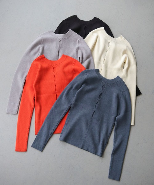 cheriella（シェリエラ）の「【cheriella】前後2wayスリットホールリブニット 2-WAY SLIT HOLE RIB KNIT（ニット/セーター・レディース・チャコールグレー/ブラック/アイボリー/ライトグレー/オレンジ・M）」の6枚目の写真