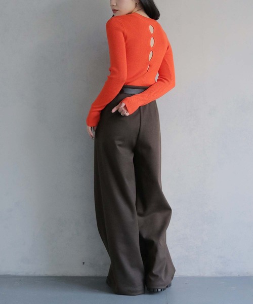 cheriella（シェリエラ）の「【cheriella】前後2wayスリットホールリブニット 2-WAY SLIT HOLE RIB KNIT（ニット/セーター・レディース・チャコールグレー/ブラック/アイボリー/ライトグレー/オレンジ・M）」の14枚目の写真