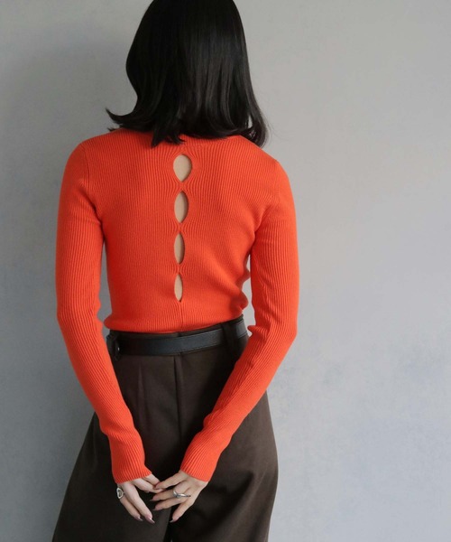 cheriella（シェリエラ）の「【cheriella】前後2wayスリットホールリブニット 2-WAY SLIT HOLE RIB KNIT（ニット/セーター・レディース・チャコールグレー/ブラック/アイボリー/ライトグレー/オレンジ・M）」の21枚目の写真