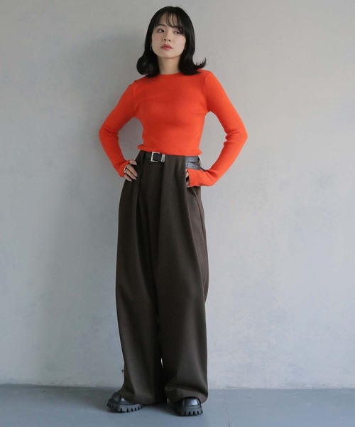 cheriella（シェリエラ）の「【cheriella】前後2wayスリットホールリブニット 2-WAY SLIT HOLE RIB KNIT（ニット/セーター・レディース・チャコールグレー/ブラック/アイボリー/ライトグレー/オレンジ・M）」の10枚目の写真