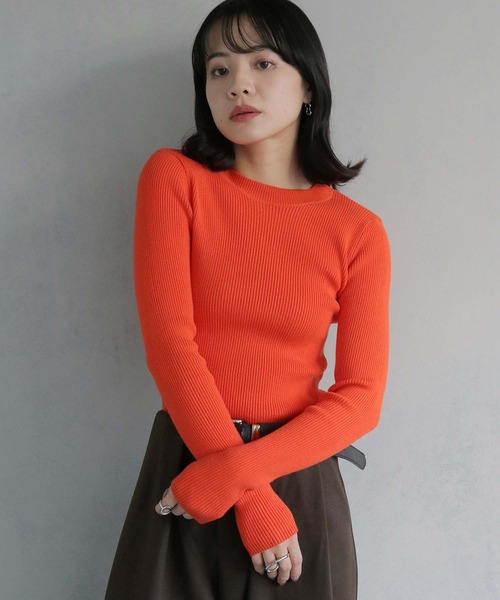 cheriella（シェリエラ）の「【cheriella】前後2wayスリットホールリブニット 2-WAY SLIT HOLE RIB KNIT（ニット/セーター・レディース・チャコールグレー/ブラック/アイボリー/ライトグレー/オレンジ・M）」の13枚目の写真