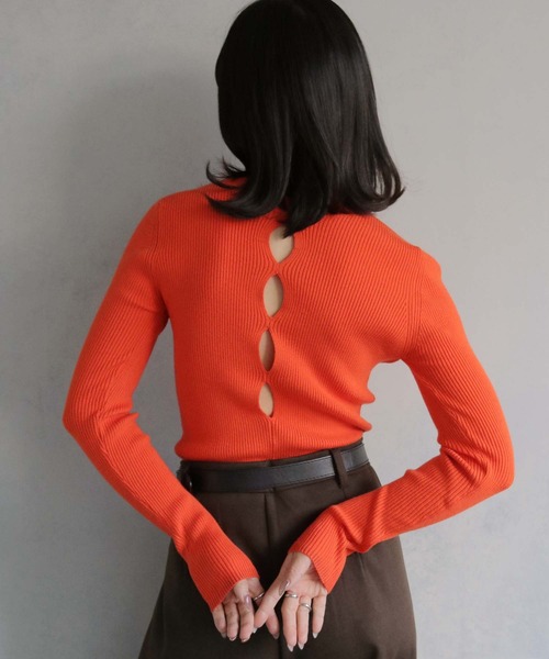 cheriella（シェリエラ）の「【cheriella】前後2wayスリットホールリブニット 2-WAY SLIT HOLE RIB KNIT（ニット/セーター・レディース・チャコールグレー/ブラック/アイボリー/ライトグレー/オレンジ・M）」の22枚目の写真