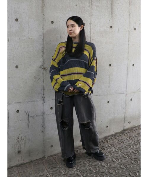 jouetie（ジュエティ）の「マルチWAYダメージニット サマーニット（ニット/セーター・レディース・アイボリー/ブラック/ピンク・MEDIUM）」の14枚目の写真