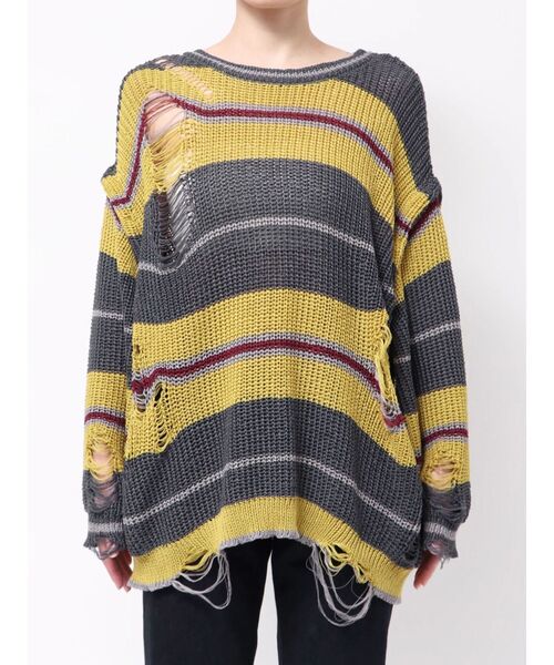 jouetie（ジュエティ）の「マルチWAYダメージニット サマーニット（ニット/セーター・レディース・アイボリー/ブラック/ピンク・MEDIUM）」の13枚目の写真