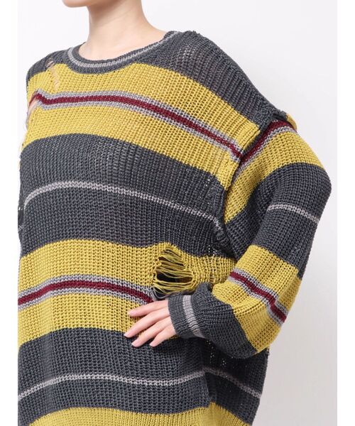 jouetie（ジュエティ）の「マルチWAYダメージニット サマーニット（ニット/セーター・レディース・アイボリー/ブラック/ピンク・MEDIUM）」の21枚目の写真