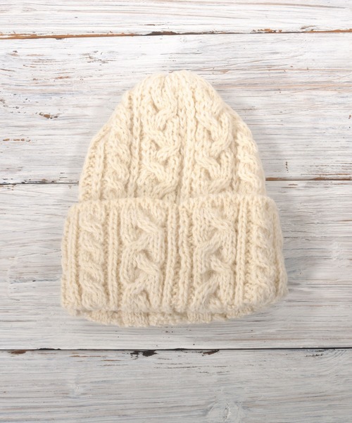 【HIGHLAND2000 ハイランド2000】 BOBCAP ALPACA アルパカ混 ケーブルニット ワッチキャップ（ニットキャップ/ビーニー）｜Pappa Duduu（パッパドゥドゥ）