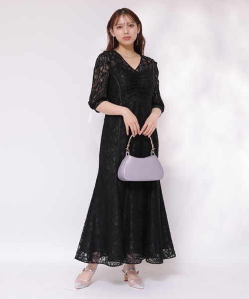 【 美品 】 マイストラーダ Mystrada レース ワンピース 38 パイピングラメレースドレス（ワンピース）｜Mystrada（マイ