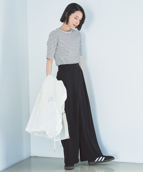 UNFILO(アンフィーロ)の「テレコ ハーフスリーブTシャツ(Tシャツ/カットソー・レディース・ホワイト系/ブラック系/ブラック系1/ベージュ系/グレー系1・LARGE/MEDIUM/SMALL)」の13枚目の写真