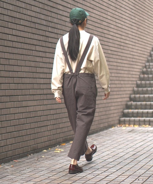 BROOKLYN OVERALL(ブルックリンオーバーオール)の「ワッシャーオーバーオール(サロペット/オーバーオール・レディース・チャコールグレー/ベージュ・FREE)」の9枚目の写真