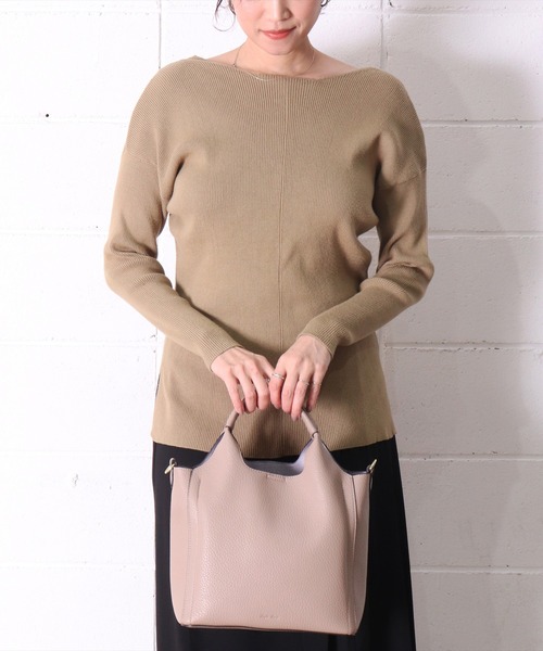 Legato Largo（レガートラルゴ）の「(LF)【Legato Largo】2ポケット レトロ シボ フェイクレザー 2WAY トートバッグ（トートバッグ・レディース・ダークブラウン/ブラック/ライトベージュ・ONE SIZE）」の9枚目の写真