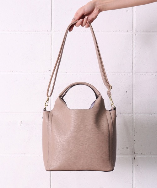 Legato Largo（レガートラルゴ）の「(LF)【Legato Largo】2ポケット レトロ シボ フェイクレザー 2WAY トートバッグ（トートバッグ・レディース・ダークブラウン/ブラック/ライトベージュ・ONE SIZE）」の13枚目の写真